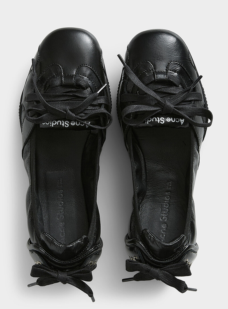 Lace-up textured leather sneaker-ballet flat Women product image 3
