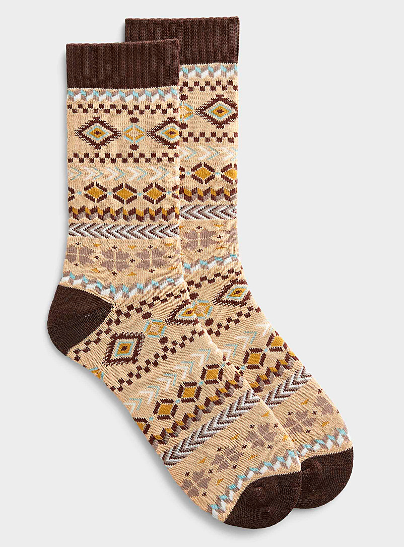 Polar Star Patterned Brown Arild thermal sock for men