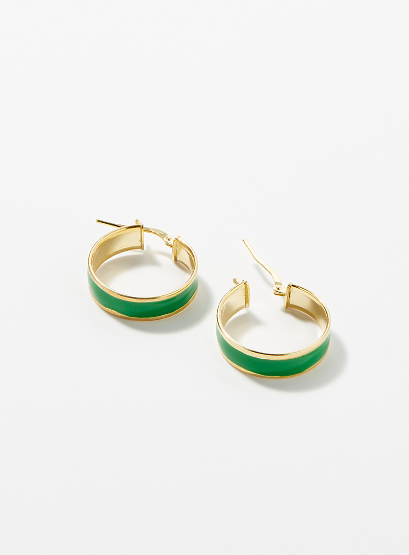Simons Kelly Green Colourful line hoops for women
