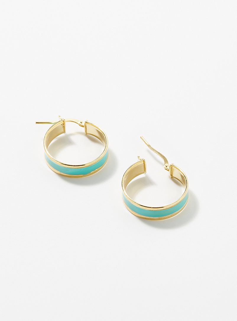 Simons Teal Colourful line hoops for women