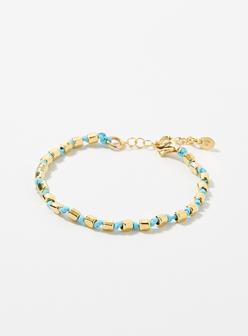 Simons: Le bracelet nœuds et billes dorées Bleu moyen-ardoise pour femme