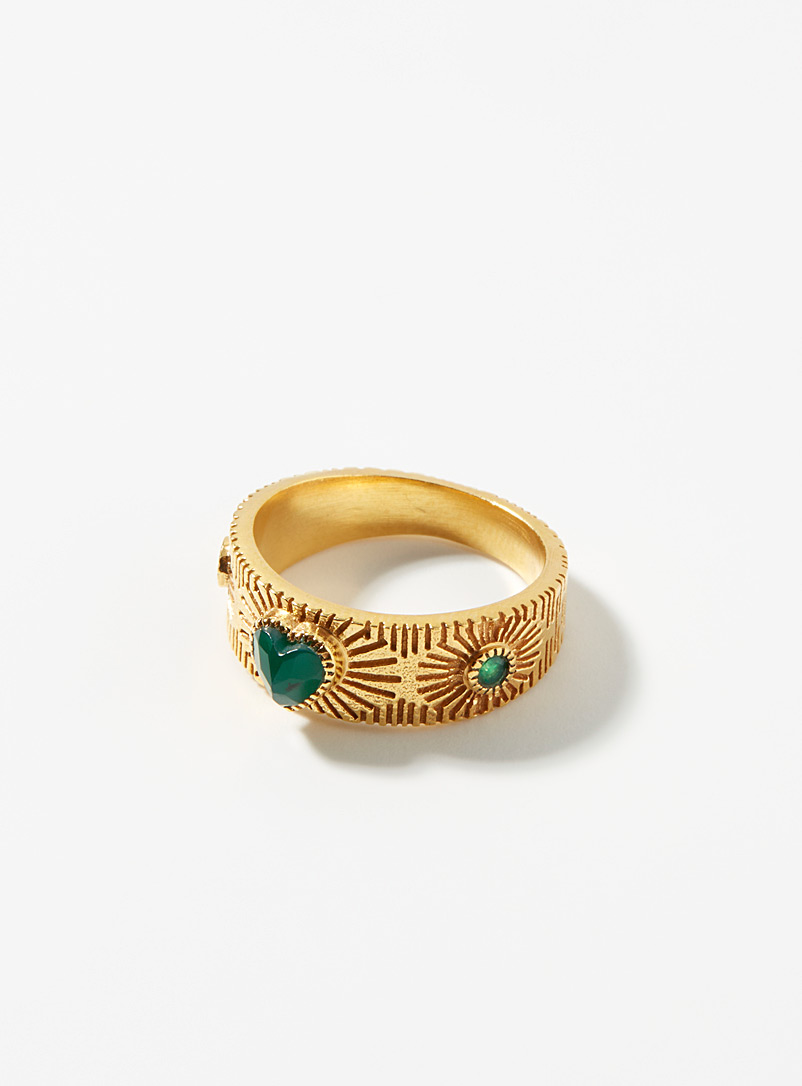 Diaperis Assorted Emerald heart ring for women