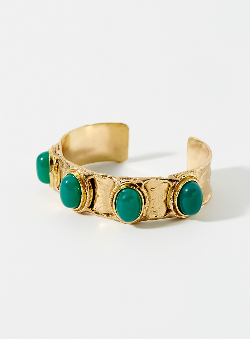 Diaperis Patterned Yellow Green treasure cuff bracelet for women