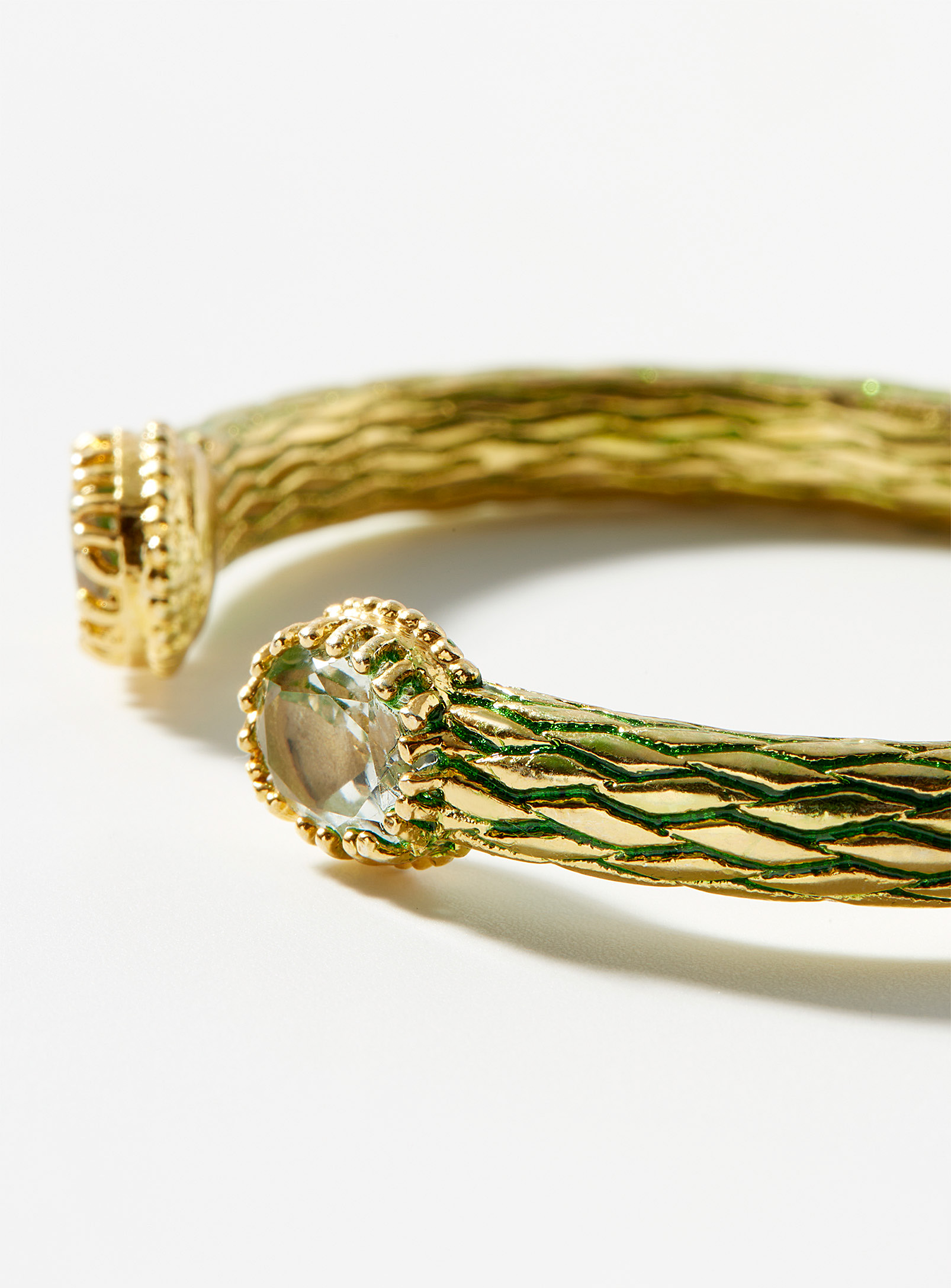Diaperis - Le bracelet manchette peau de serpent améthystes