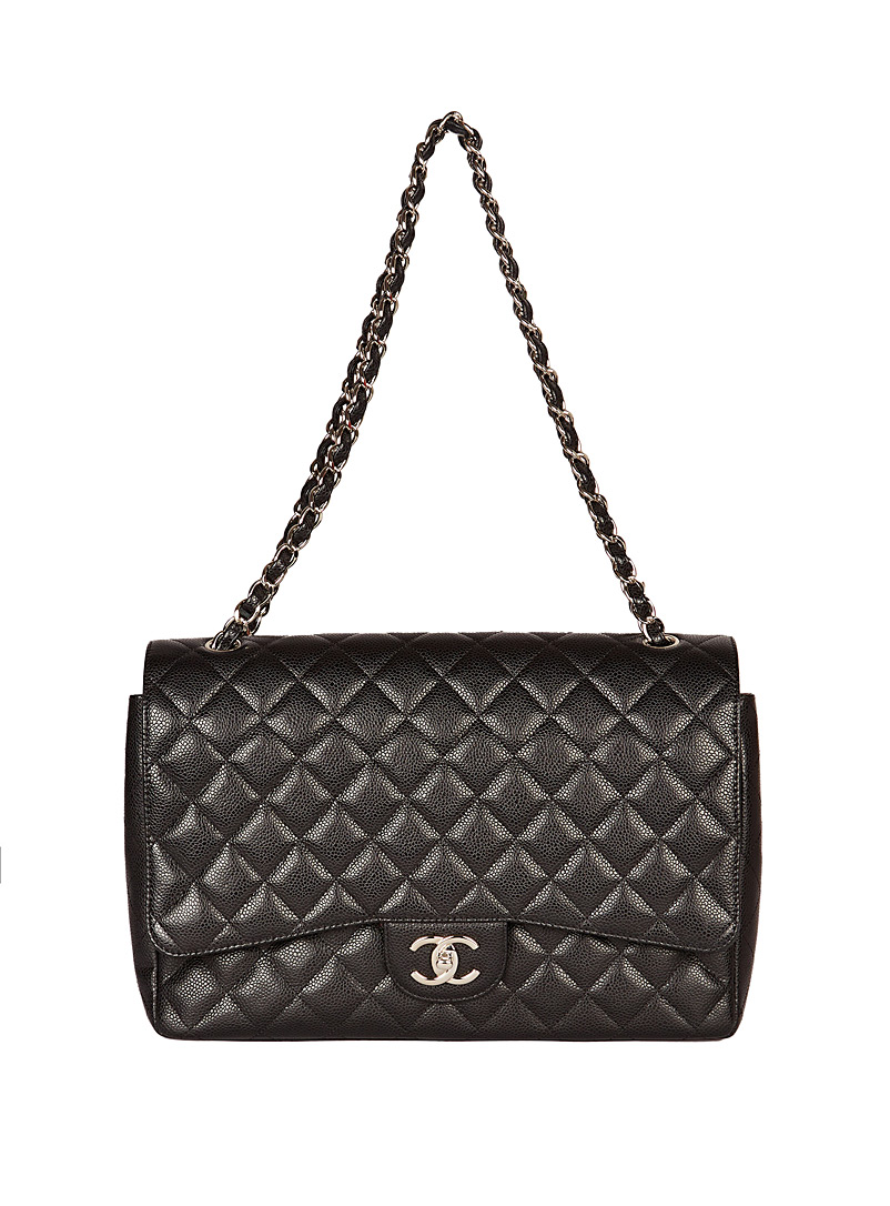 Edito Vintage Black Classic Maxi Double Flap crossbody bag Chanel for women