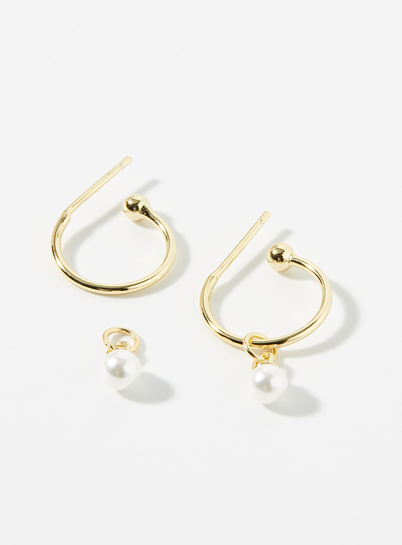 Simons White Mini-pearl golden hoops for women