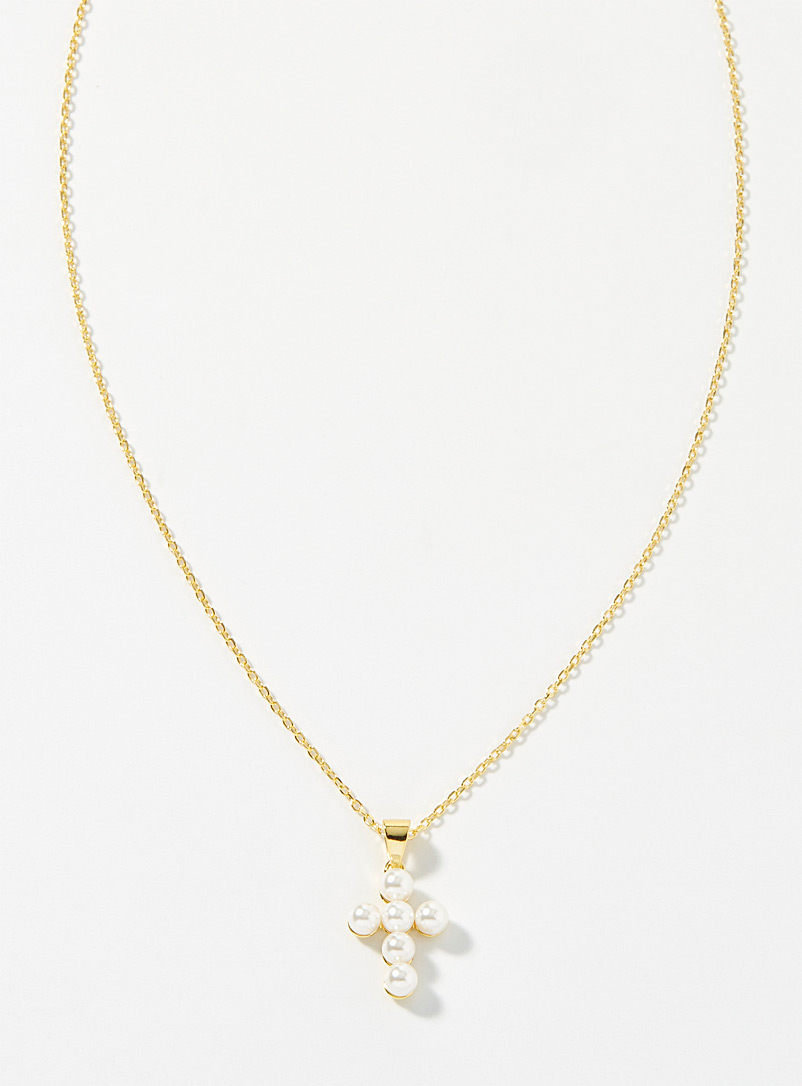 Simons Assorted Pearly cross chain for women