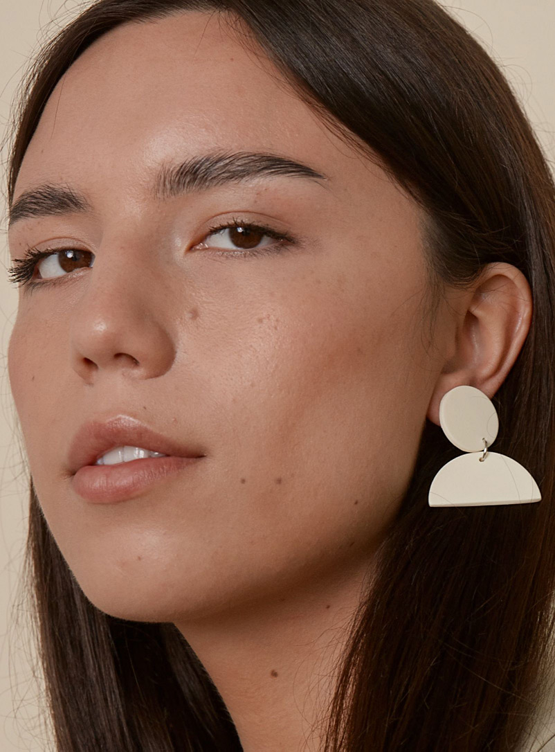 Assinewe Jewelry White Crusted Moon earrings