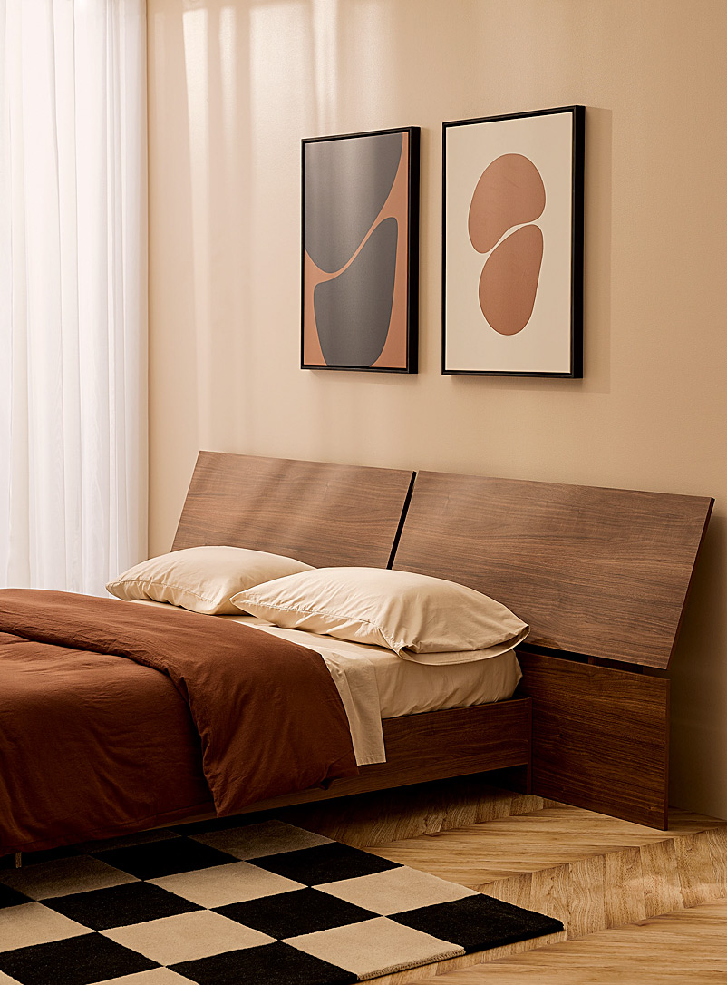 Simons Maison Medium Brown Walnut bed frame 2-piece set Suitable for a queen-size mattress