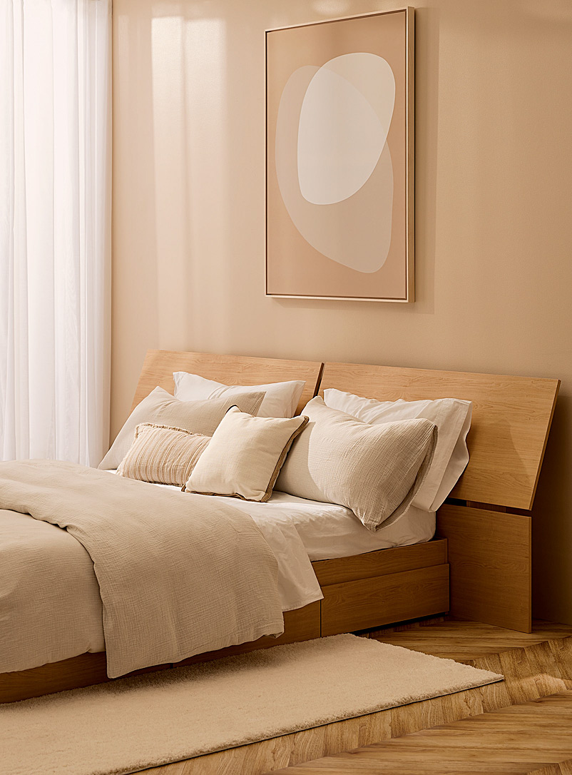 Simons Maison Sand Maple wood bed frame 2-piece set Suitable for a queen-size mattress