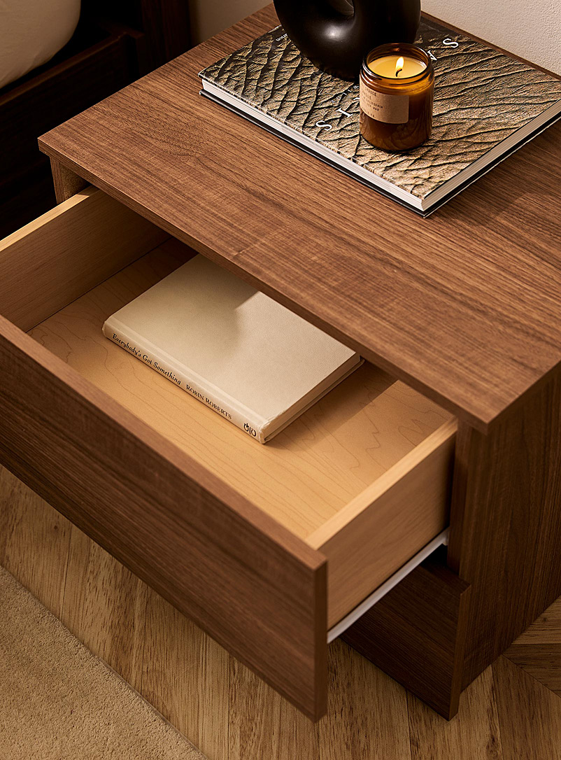 Simons Maison: La table de chevet deux tiroirs minimaliste Chocolat - Espresso