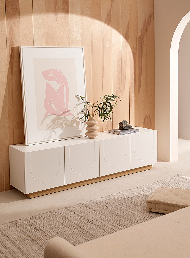 Simons Maison: Le meuble télé arches gravées 70 po Blanc