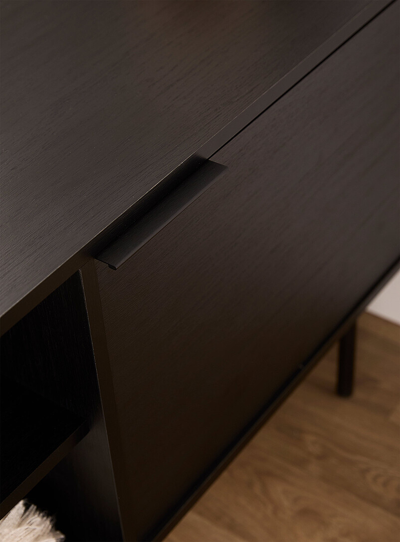 Simons Maison Dark wood Metallic legs two-door minimalist TV unit 70 in