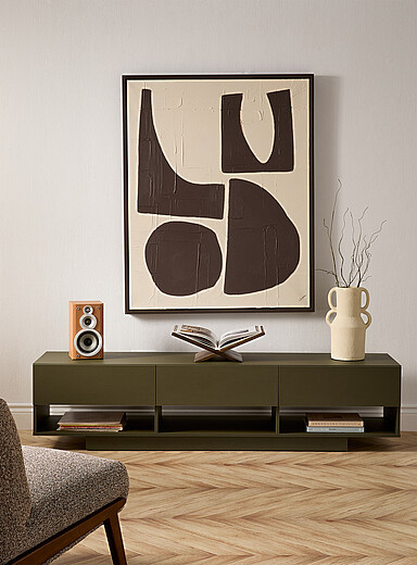 Coloured three-drawer TV unit 72"