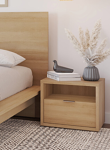 Cubic bedside table with drawer