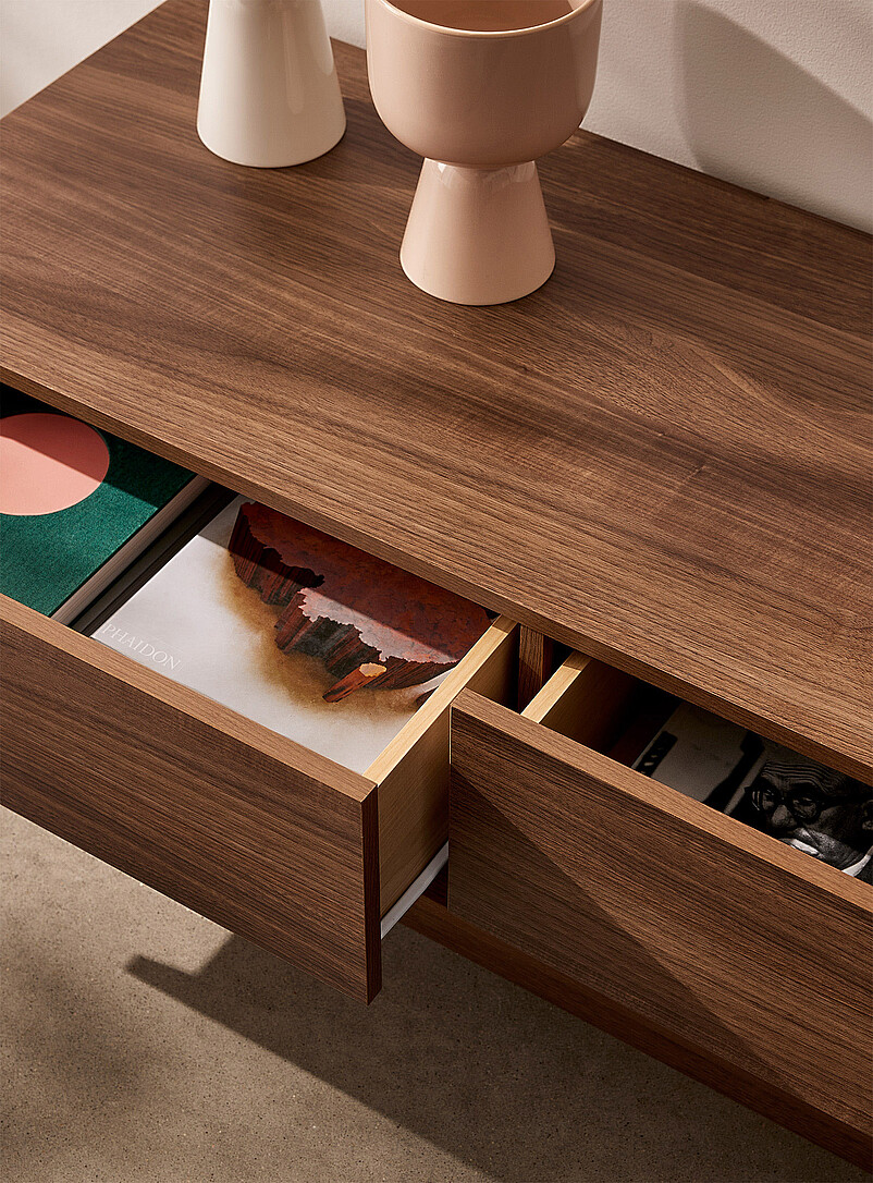 Walnut three-drawer TV unit 72" product image 3