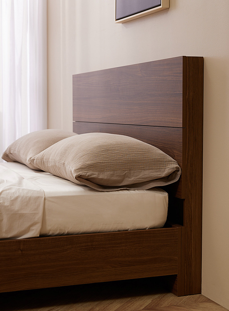 Walnut wood bed frame 2-piece set See available sizes product image 2