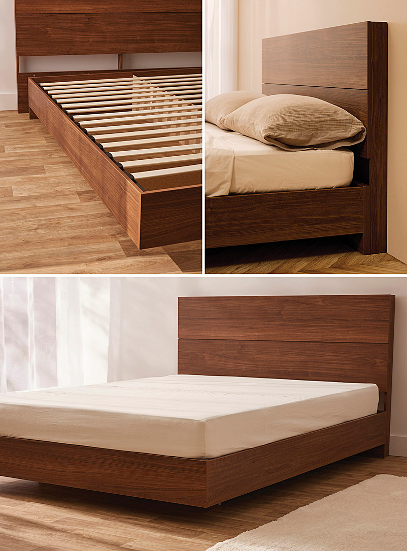 Walnut wood bed frame 2-piece set See available sizes product image 3