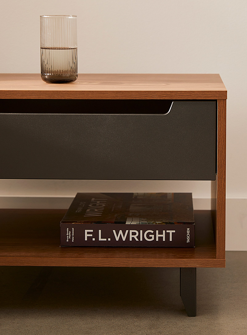 Modern walnut and coal nightstand product image 2