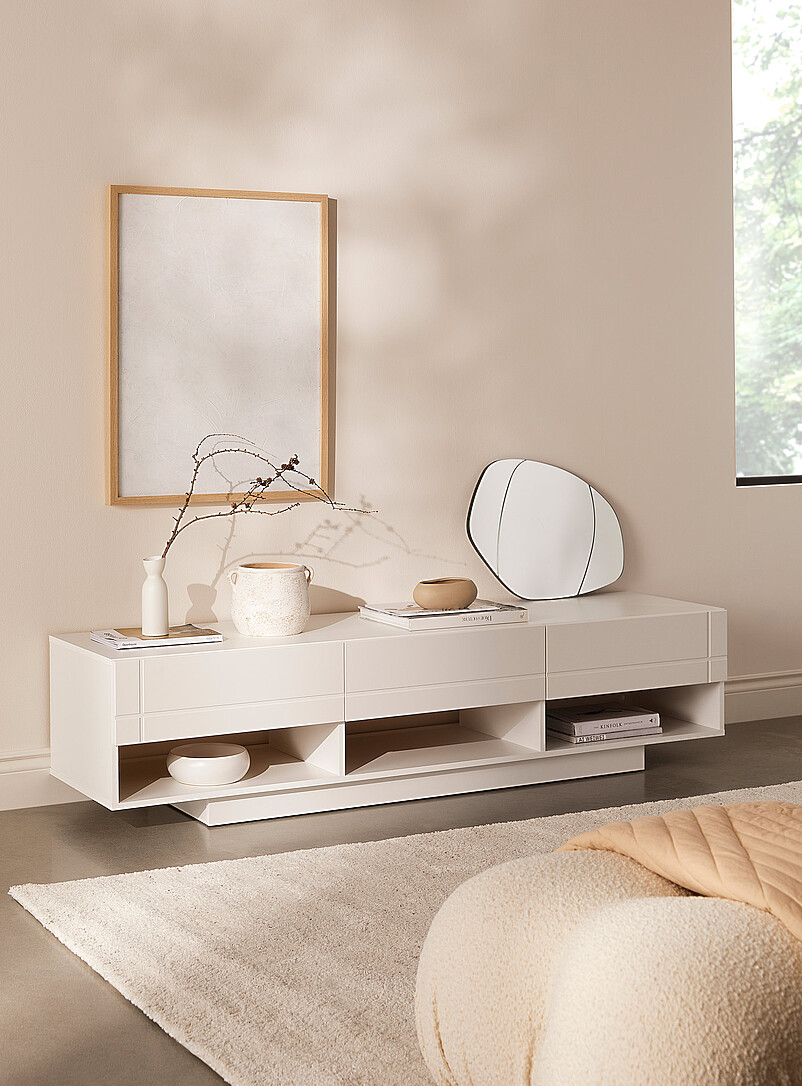 White Three-Drawer Tv Unit 72"