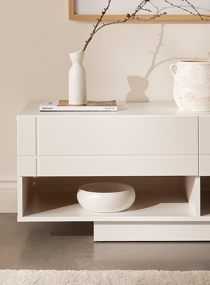 White three-drawer TV unit 72" product image 2