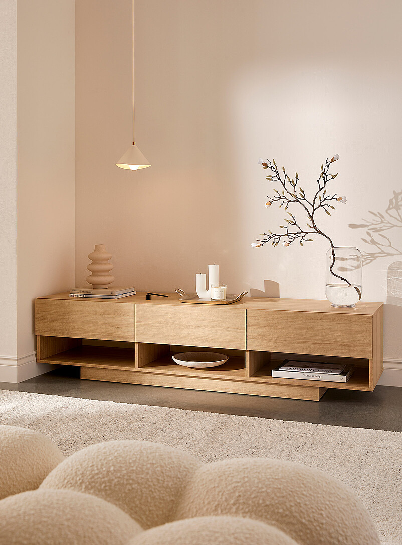 Maple Three-Drawer Tv Unit 72"