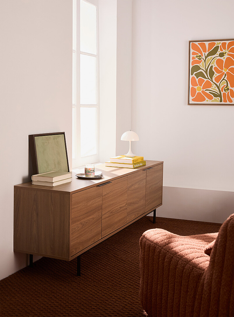 Metallic Legs Four-Door Minimalist Tv Unit 70 In