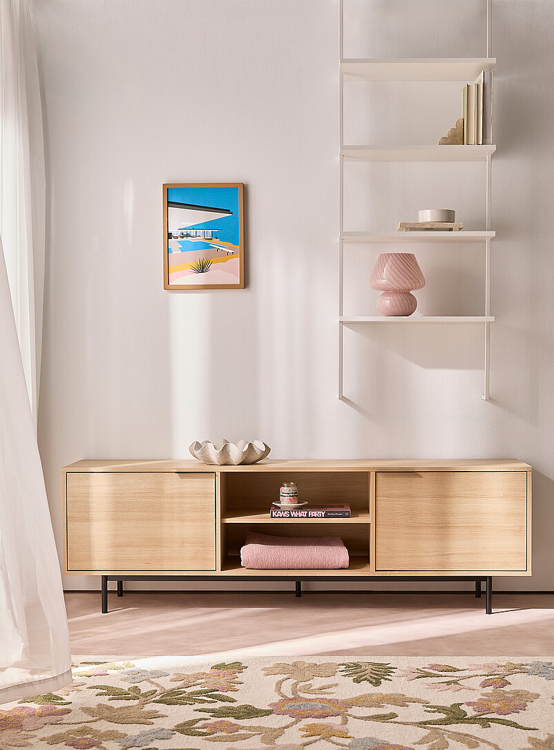 Metallic legs two-door minimalist TV unit 70 in product image (primary)