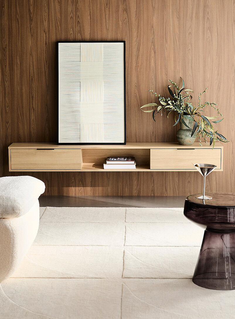 Sleek Two-Door Floating Media Unit 72 In
