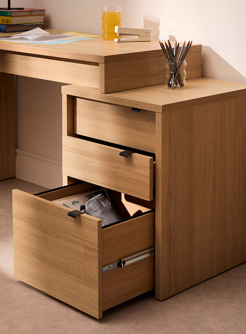 Light oak finish desk and filing cabinet set 2 pieces product image 3
