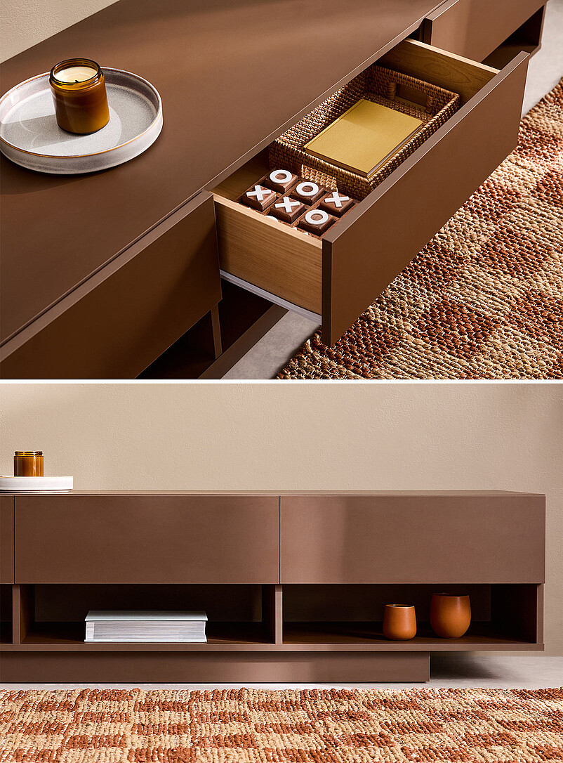 Coloured three-drawer TV unit 72" product image 2