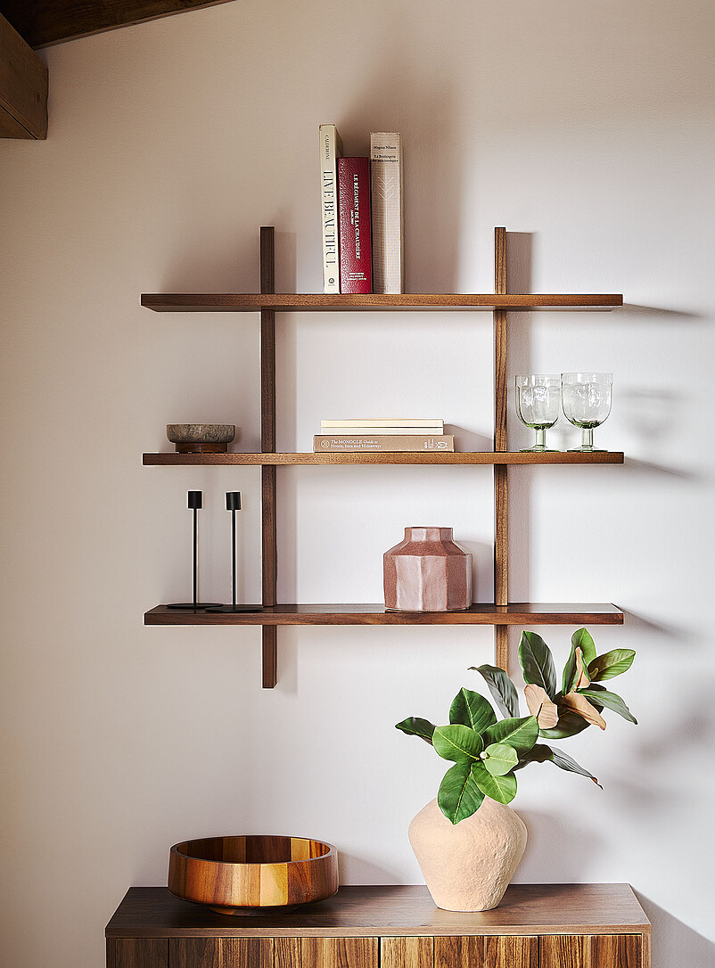 Dark wool triple wall shelf product image (primary)