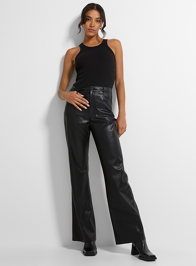LAMARQUE Black Tavi faux-leather wide-leg pant for error