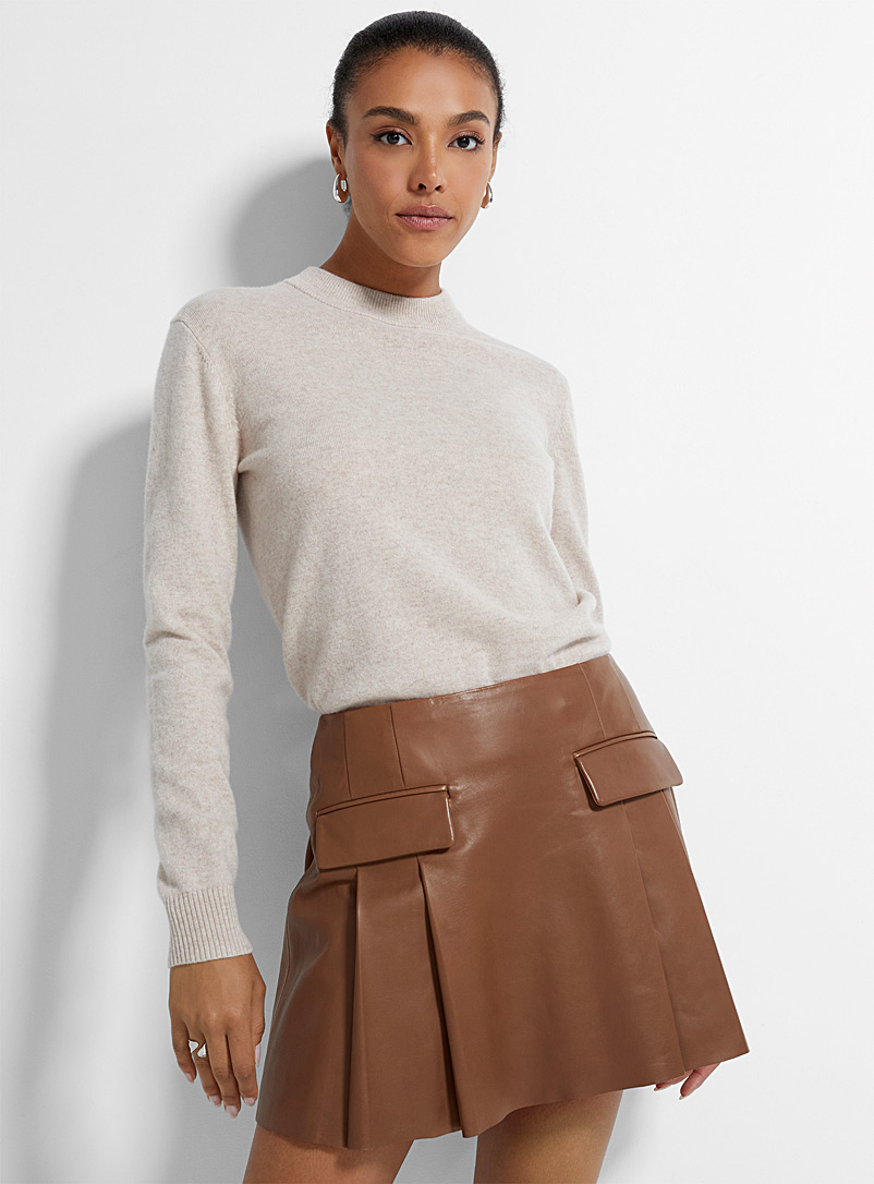 LAMARQUE Brown  Rhonda genuine leather pleated miniskirt for error