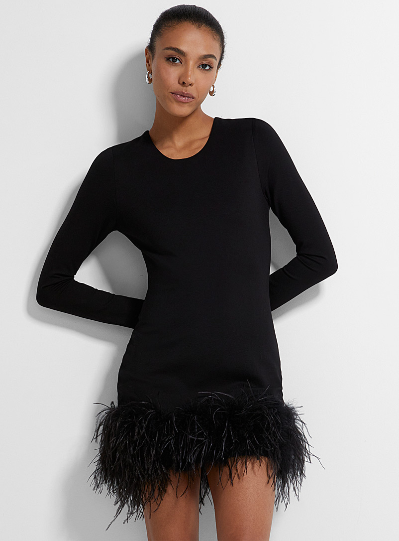 LAMARQUE Black Bahira feather black mini-dress for error
