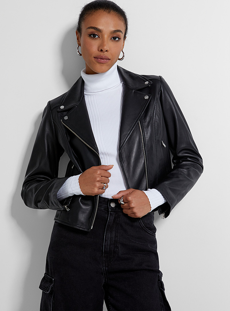 LAMARQUE Black Kelsey genuine leather biker jacket for error