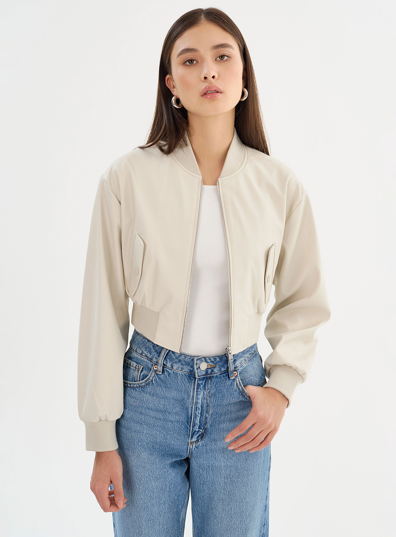 LAMARQUE - Evelin faux-leather cropped bomber jacket