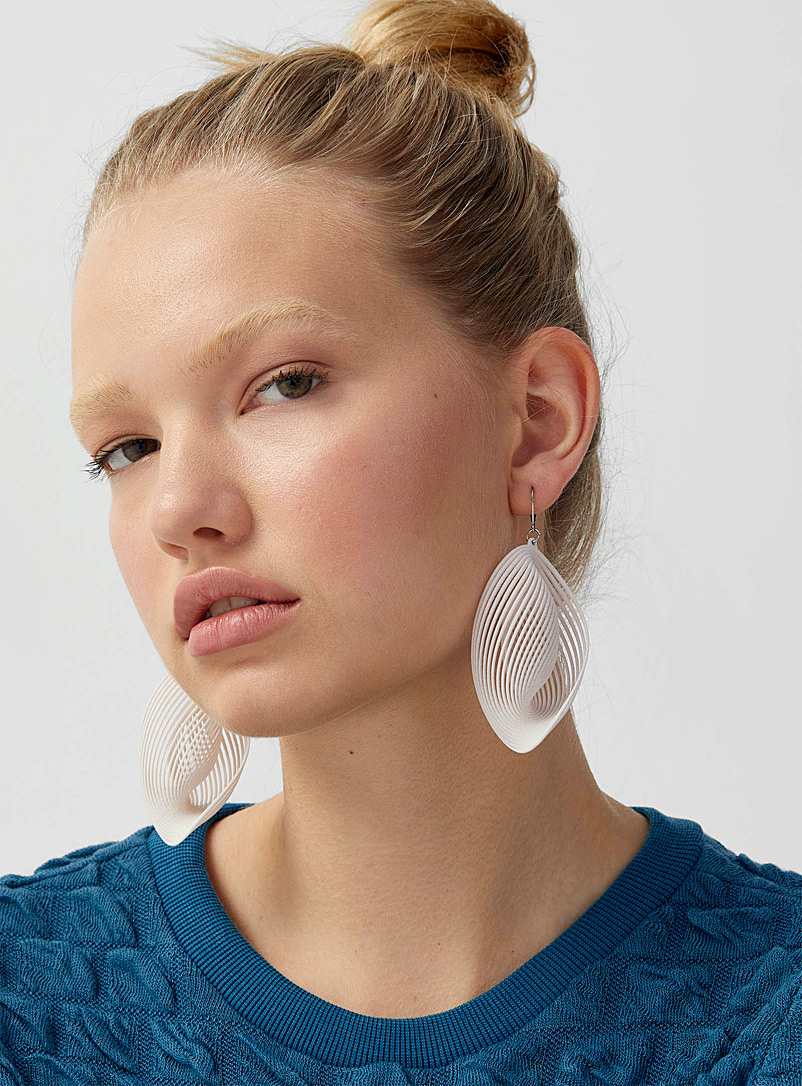 Vox & Oz White Oasis recycled nylon earrings