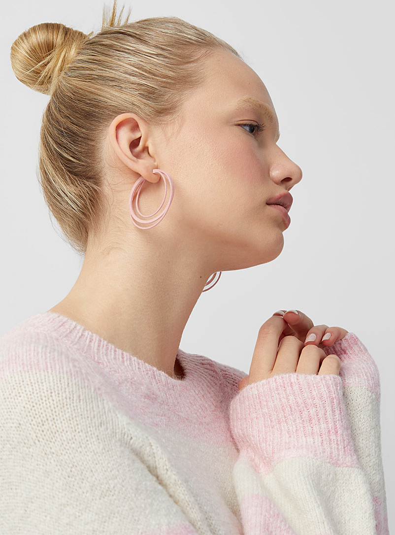 Vox & Oz Pink Daily interlaced triple hoops