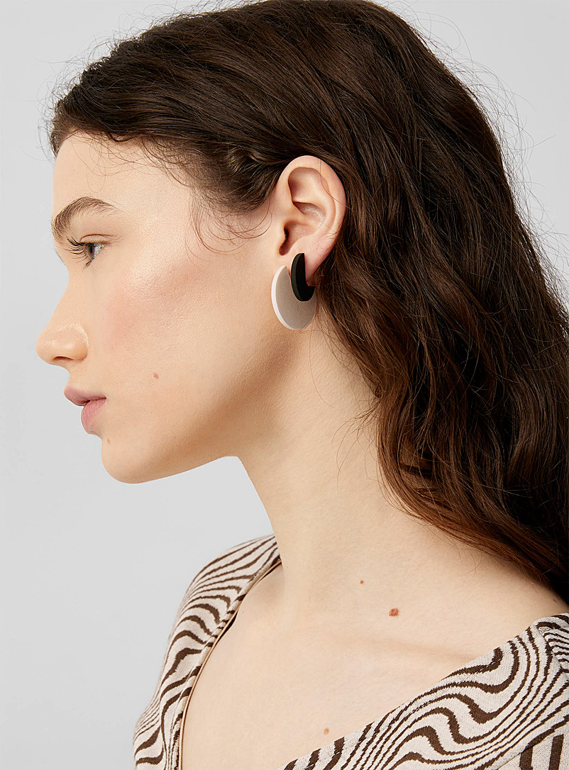 Vox & Oz Black and White Cocorico earrings set