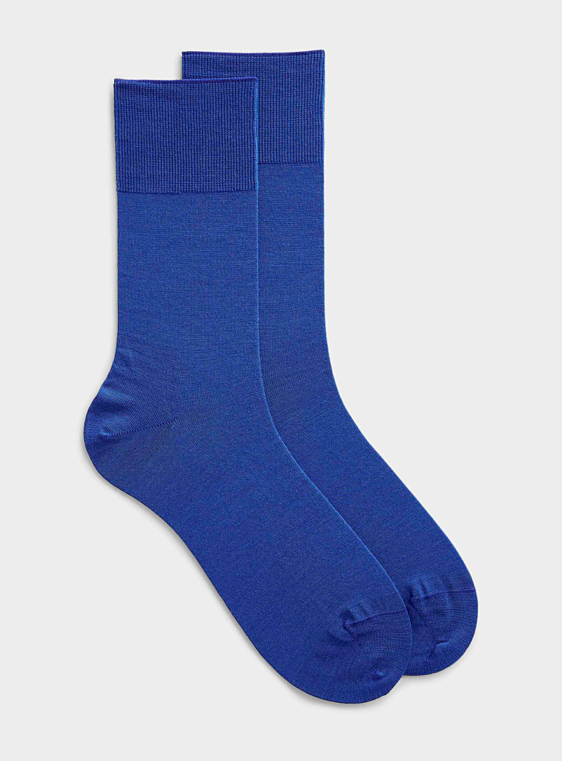 Falke Sapphire Blue Solid virgin wool dress sock for men