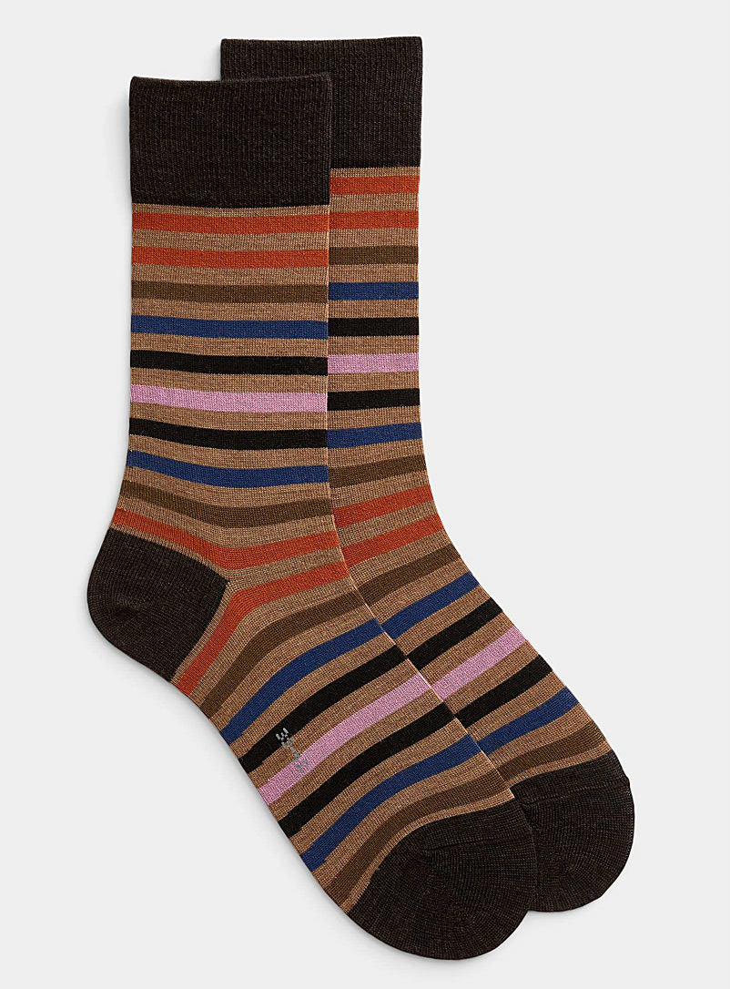 Falke Patterned Brown Faded-stripe dress sock for men