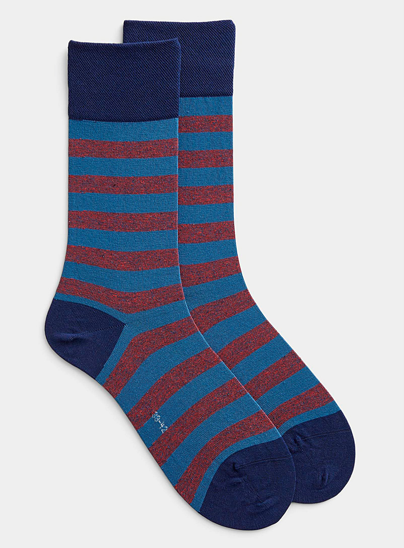 Falke Patterned Blue Heathered stripe dress sock for men