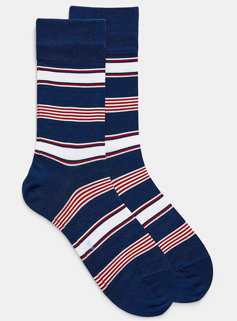 FALKE Blue Marina stripe sock for men