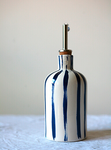 Art & Manufacture Patterned Blue Blue striped oil bottle