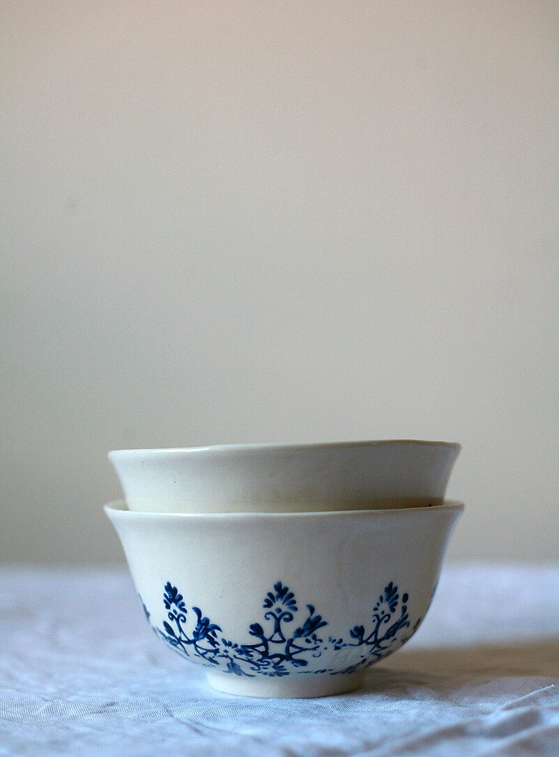 Art & Manufacture Patterned Blue Floral tapestry rice bowls Set of 2