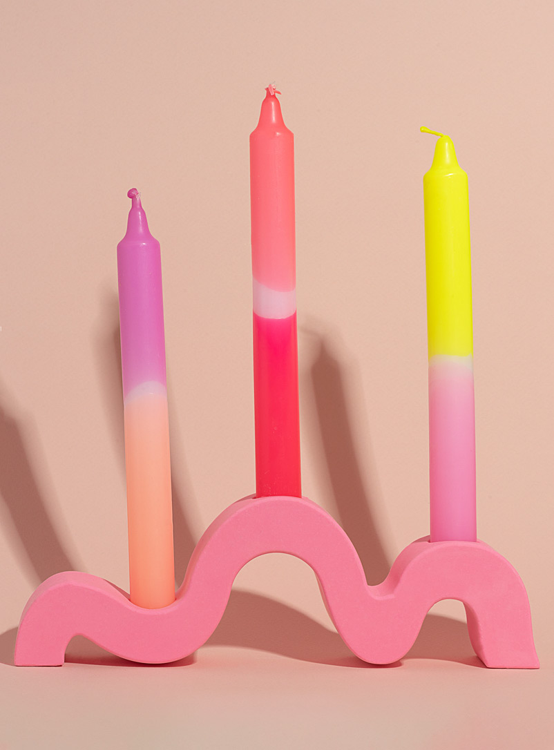 Neon Nouveau Pink Squiggles candleholder