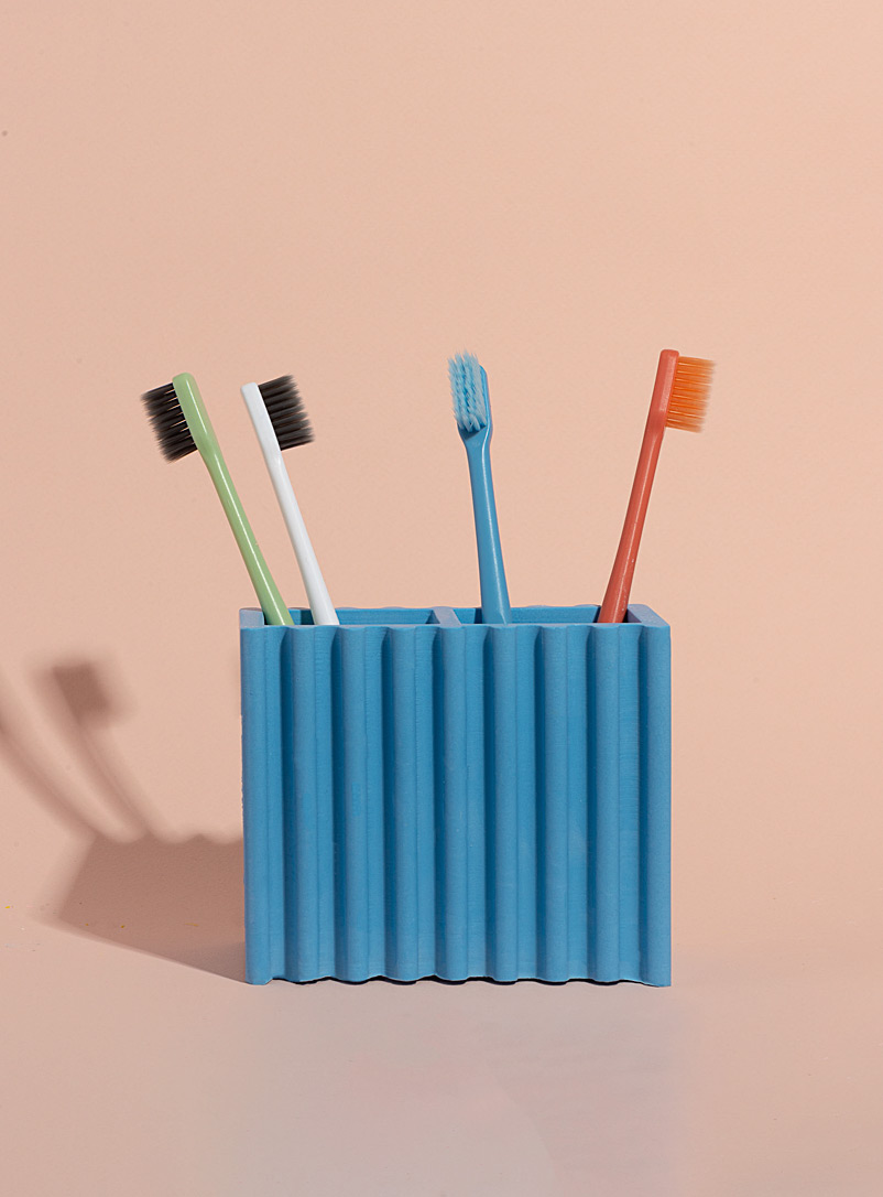 Neon Nouveau Blue Wavy toothbrush holder