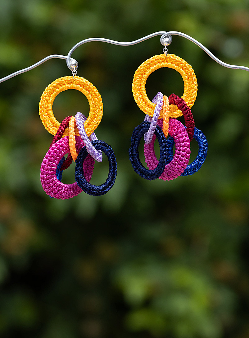 Atelier Chicoine Red Zinnia crocheted earrings Single originals