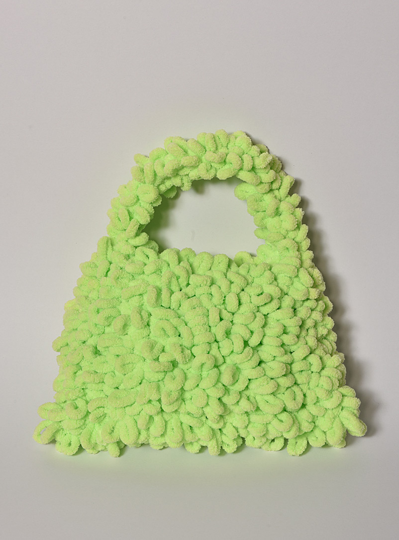 Çanta Lime Green Chenille knit handbag Fabrique 1840 exclusive single originals